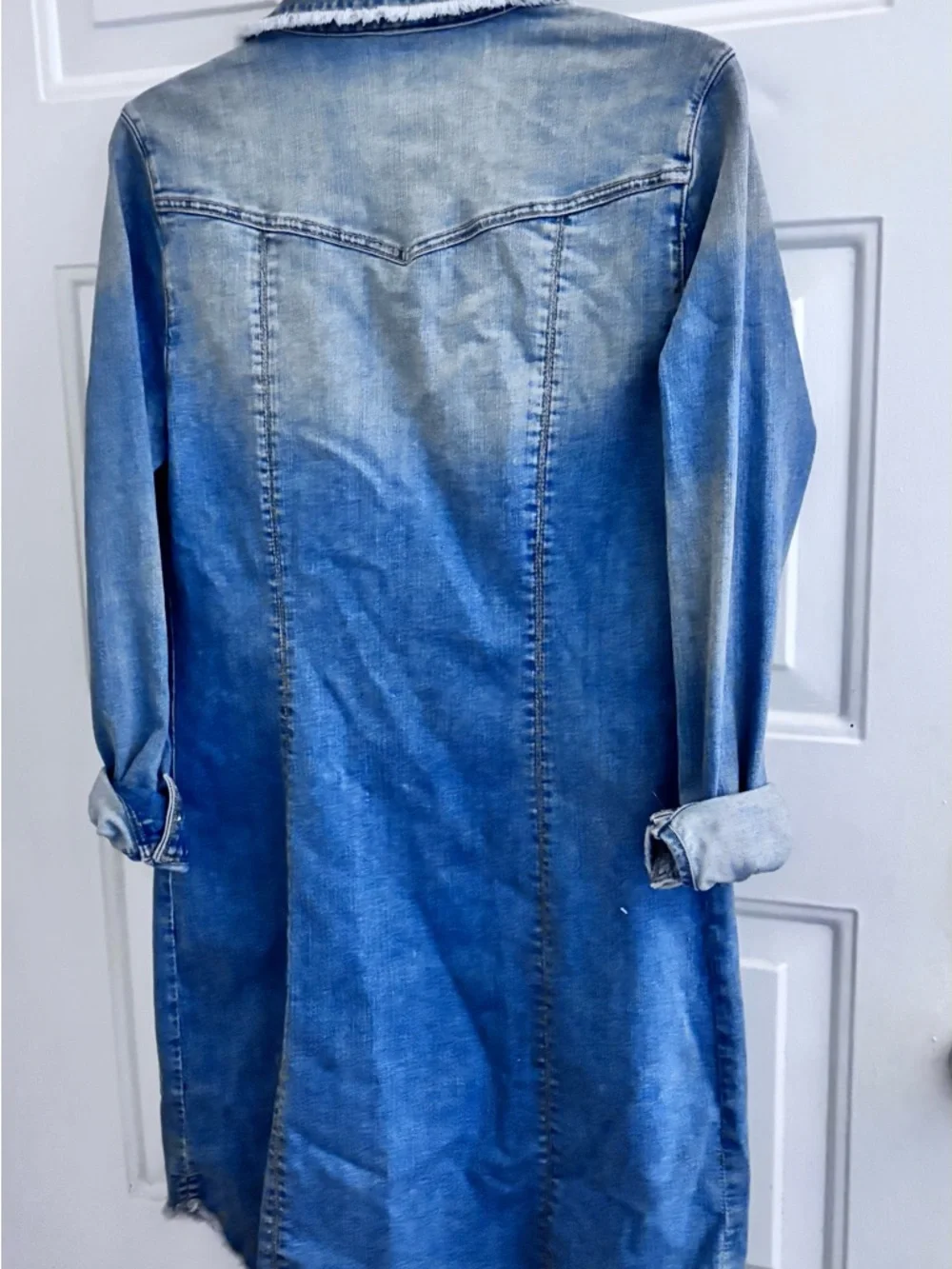 INC International Concepts Light/Medium Blue Denim Long Sleeve Shirt Dress - Picture 8 of 9